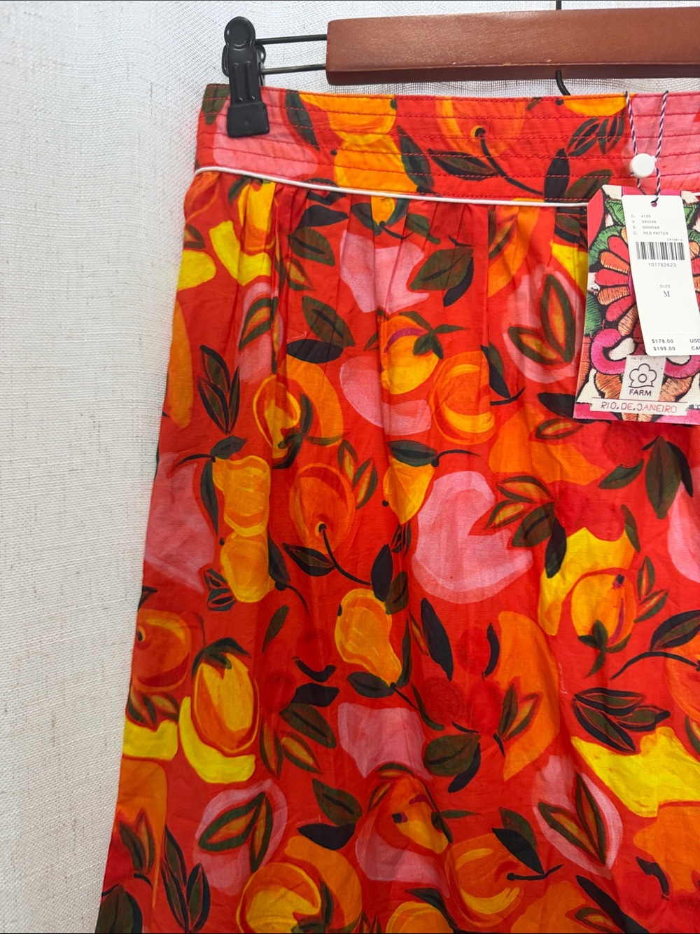 Farm Rio Anthropologie Floral Red Tiered Midi Skirt Size Medium Brand New W/Tags - Picture 3 of 11